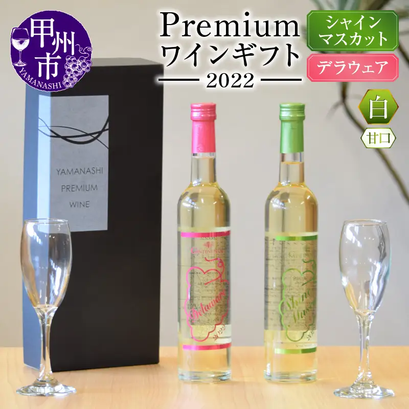ワイン Premiumワインギフト（白）500ml×2本『シャインマスカットワイン＋デラウェアワイン』～2022～（HO）B16-775
