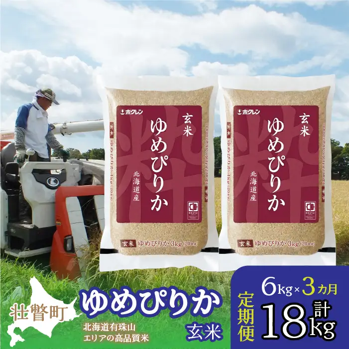 【令和7年産 3ヶ月定期配送】（玄米6kg）ホクレンゆめぴりか（3kg×2袋） SBTD074