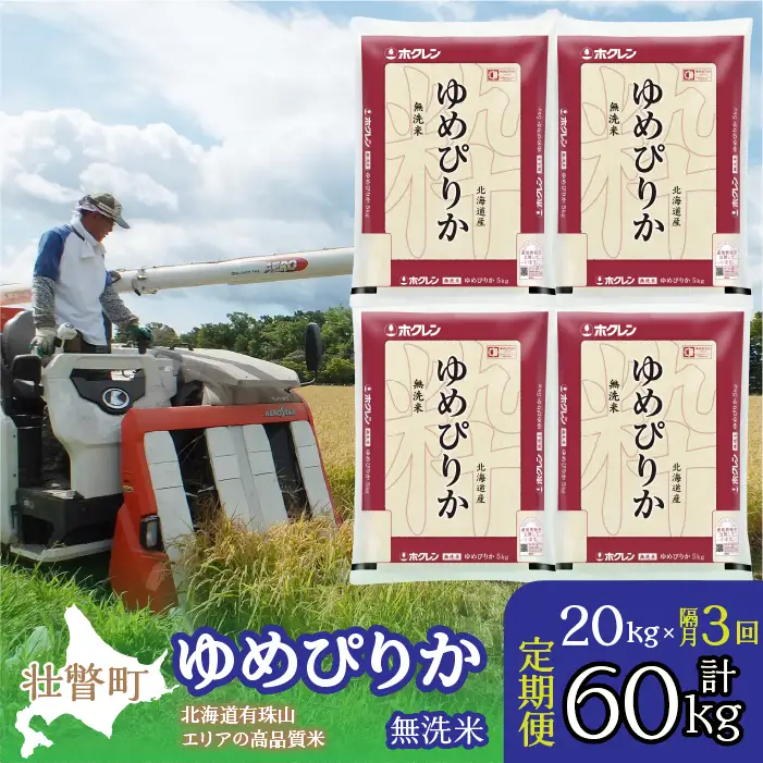【令和7年産 隔月3回配送】（無洗米20kg）ホクレンゆめぴりか（無洗米5kg×4袋） SBTD068