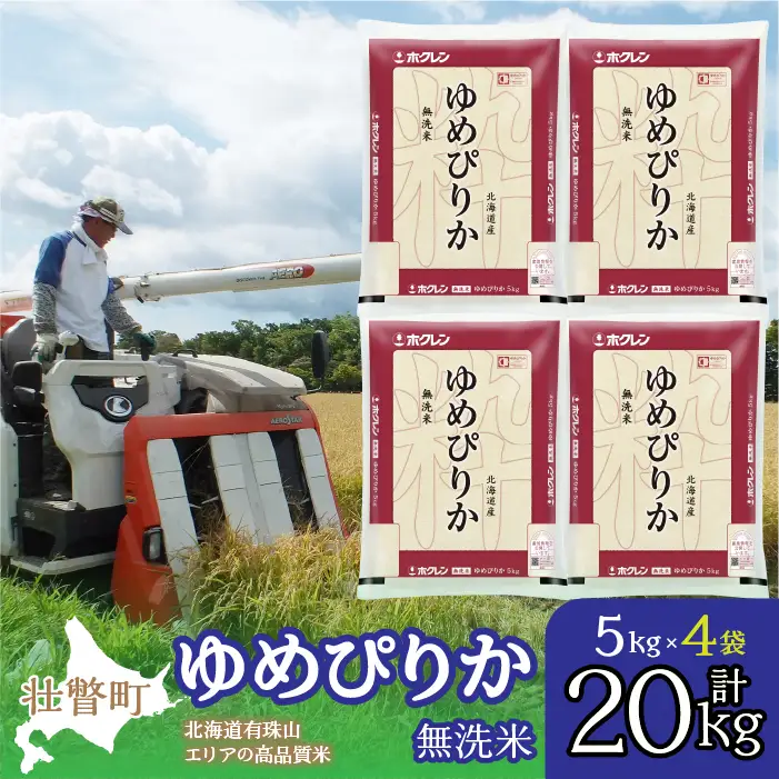 【令和7年産】（無洗米20kg）ホクレンゆめぴりか（無洗米5kg×4袋） SBTD067