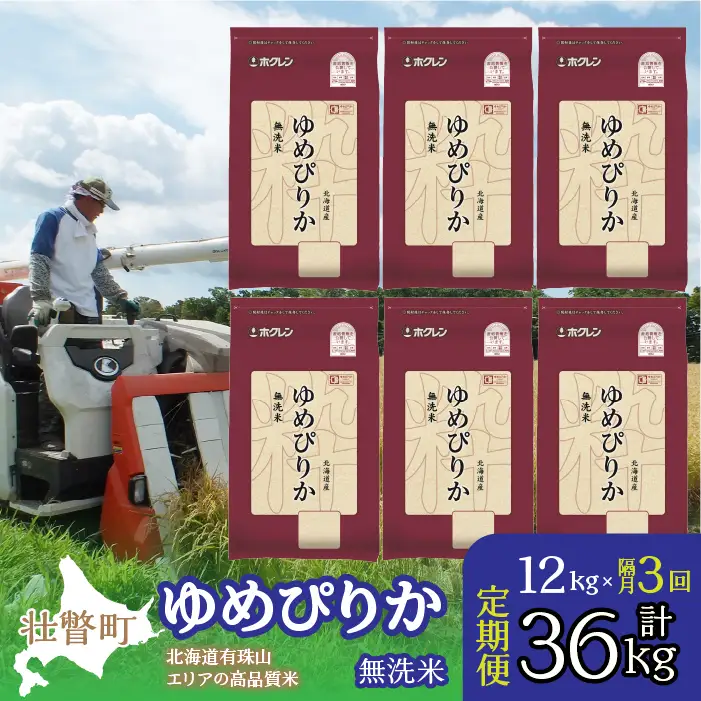 【令和7年産 隔月3回配送】（無洗米12kg）ホクレンゆめぴりか（無洗米2kg×6袋） SBTD057