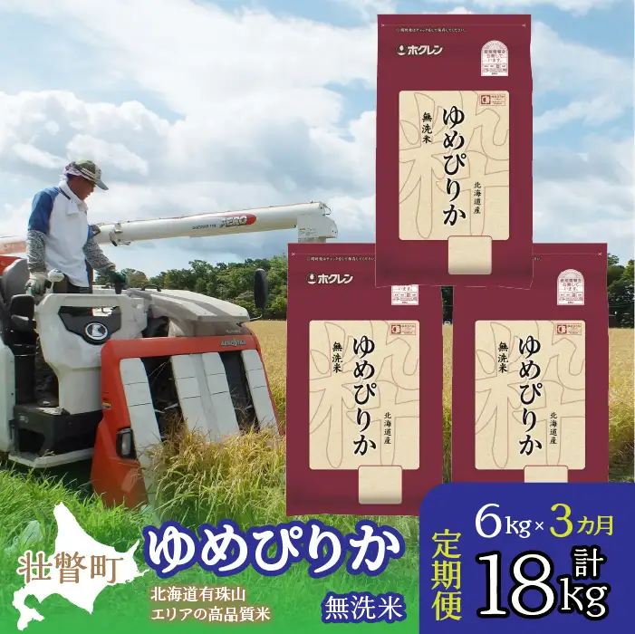 【令和7年産 3ヶ月定期配送】（無洗米6kg）ホクレンゆめぴりか（無洗米2kg×3袋） SBTD054