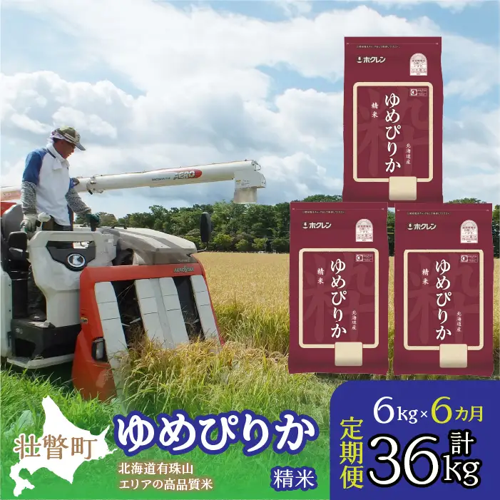 【令和7年産 6ヶ月定期配送】（精米6kg）ホクレンゆめぴりか（精米2kg×3袋） SBTD031