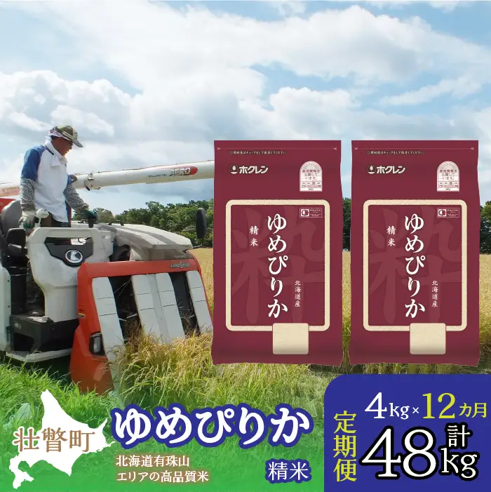 【令和7年産 1年定期配送】（精米4kg）ホクレンゆめぴりか（精米2kg×2袋） SBTD028