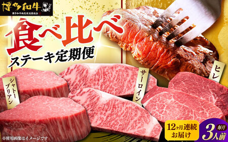  【全12回定期便】博多和牛 食べ比べ ステーキ [ABCL144]