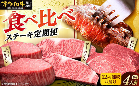  【全12回定期便】博多和牛 食べ比べ ステーキ [ABCL147]