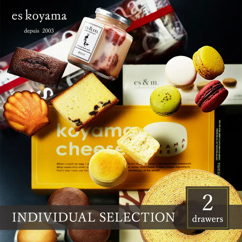 【ふるさと納税】 INDIVIDUAL SELECTION ～2 drawers～ ( 小山チーズ / バウムクーヘン / 牛乳菓マッテル / マッテルショコラ / スクエア / マカロン / コンフィチュール 苺ミルク ) エスコヤマ ギフト お祝い 贈答品 [3d28bai150008]