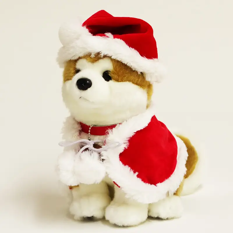 80P7310 【サンタver】秋田犬マサルぬいぐるみ座りMサイズ