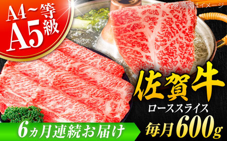 【全6回定期便】小分けが嬉しい！ 艶さし 佐賀牛 ローススライス 600g（300g×2P） 吉野ヶ里町[FDB055]