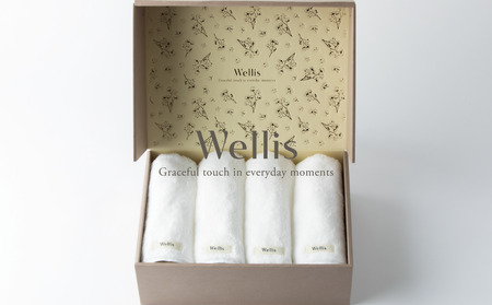 Wellis【極上の肌心地】フェイスタオル4枚　ギフトセット　ナチュラルホワイト（009_5038_01）