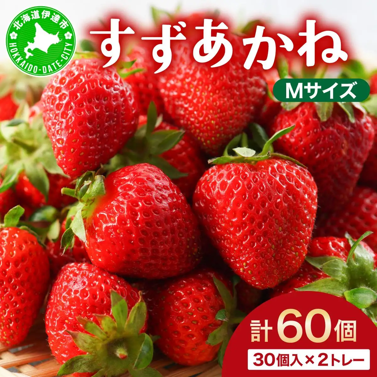 ＜先行予約＞ 北海道 伊達市 いちご すずあかね Mサイズ 30個入り 2トレー 60個【55250946】