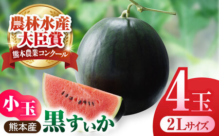 熊本スイカ 黒小玉すいか4玉2Lサイズ西瓜スイカZCM010