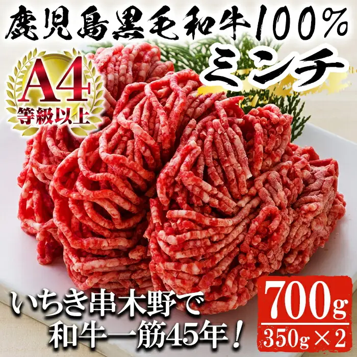 鹿児島県産黒毛和牛100%ミンチ(約350g×2パック・約700g)【00-030-10】