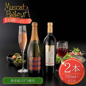 ワイン 飲み比べセット 赤 スパークリング 辛口 弥彦村産ぶどう 赤ワイン・マスカットベイリーA 弥彦セット 無濾過 | プレゼント 新潟県 レスカルゴ