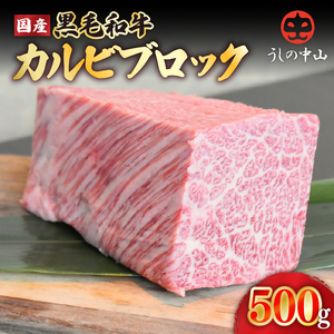 2233 黒毛和牛 カルビ ブロック 500g【うしの中山】 KN050-010 肉 牛肉