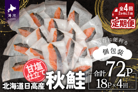 【訳アリ】北海道日高産 秋鮭(甘塩)切身18切 定期便(全4回) [15-1339]