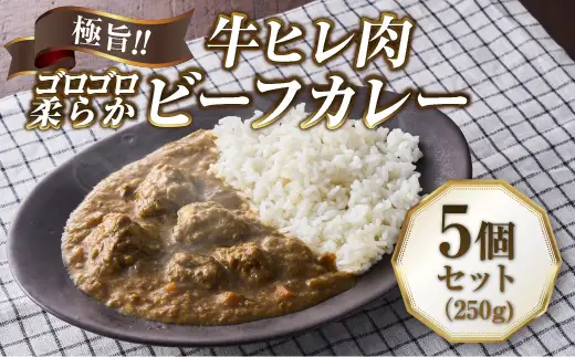 極旨！柔らか牛ヒレ肉ゴロゴロ贅沢ビーフカレー5食セット