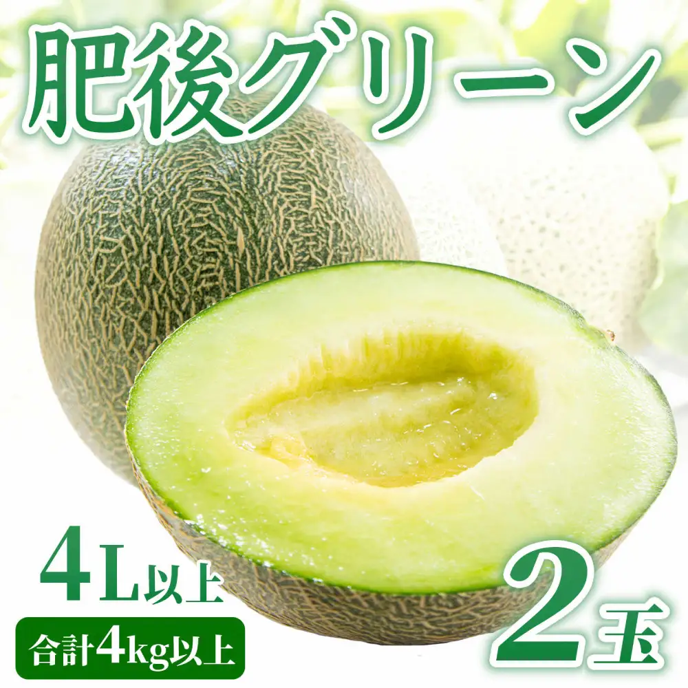 熊本県八代市産 肥後グリーンメロン 4L以上 2玉 約4kg 果物 くだもの フルーツ 肥後グリーン メロン 青肉メロン