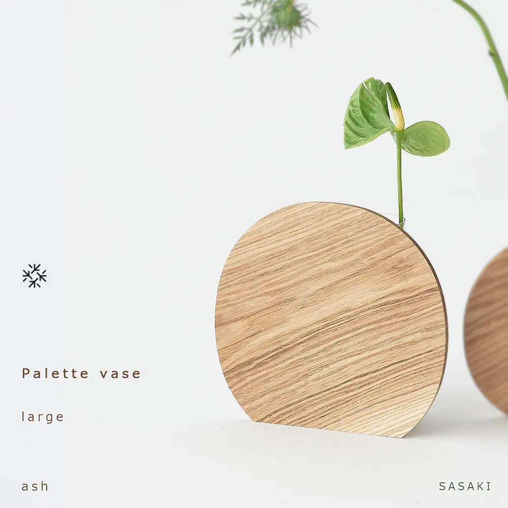 Palette vase -  large　ash/SASAKI【旭川クラフト(木製品/一輪挿し)】パレットベース / ササキ工芸_03250