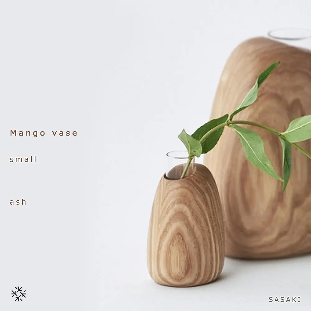Mango vase -  small　ash/SASAKI【旭川クラフト(木製品/一輪挿し)】マンゴーベース / ササキ工芸_03252