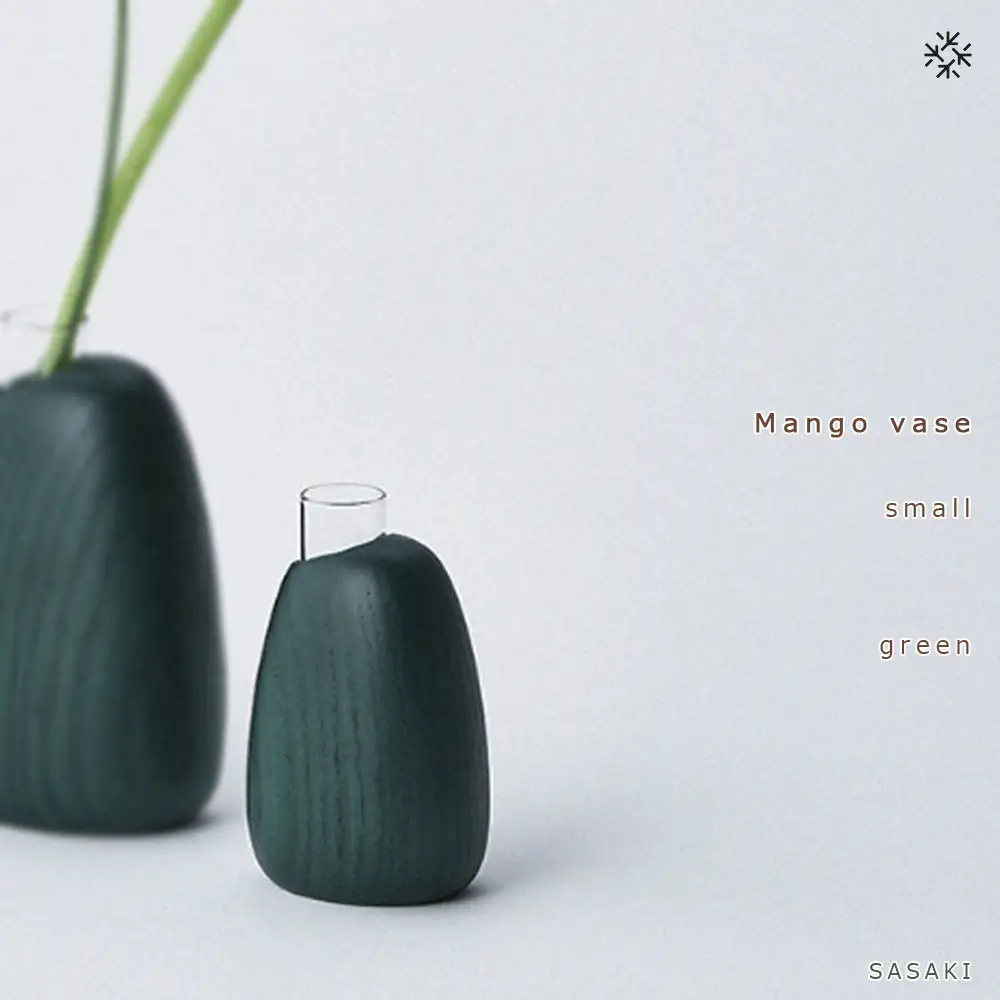 Mango vase -  small　green/SASAKI【旭川クラフト(木製品/一輪挿し)】マンゴーベース / ササキ工芸_03253
