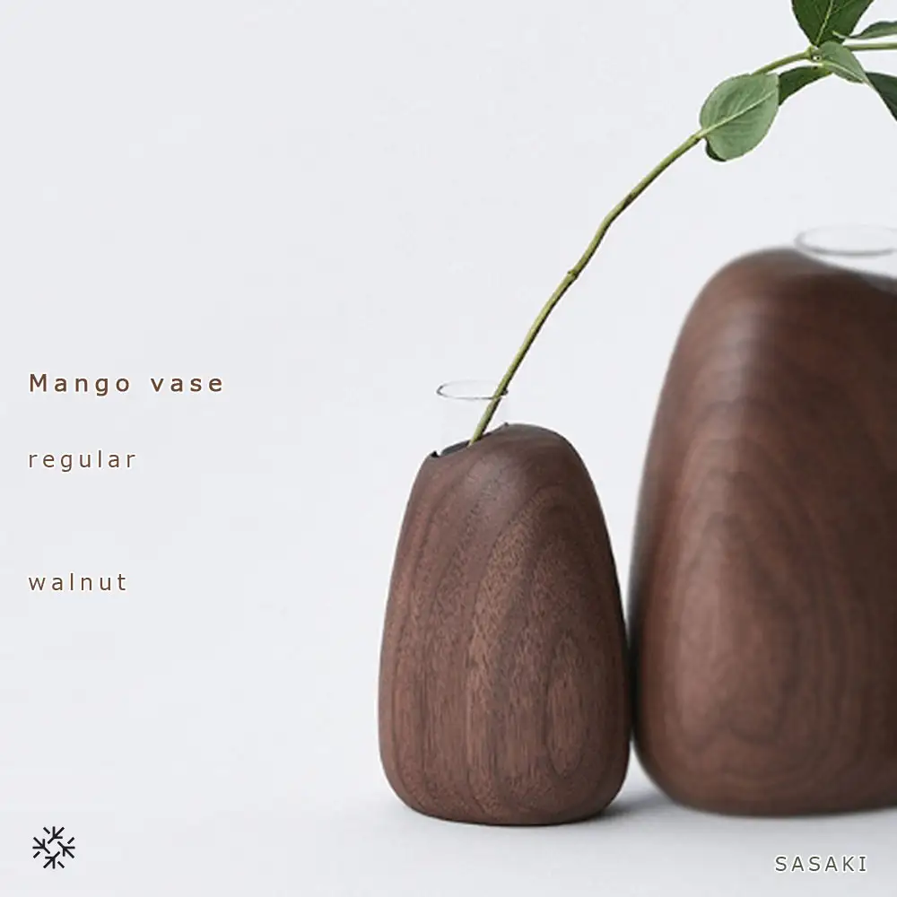 Mango vase - regular　walnut/SASAKI【旭川クラフト(木製品/一輪挿し)】マンゴーベース / ササキ工芸_03255