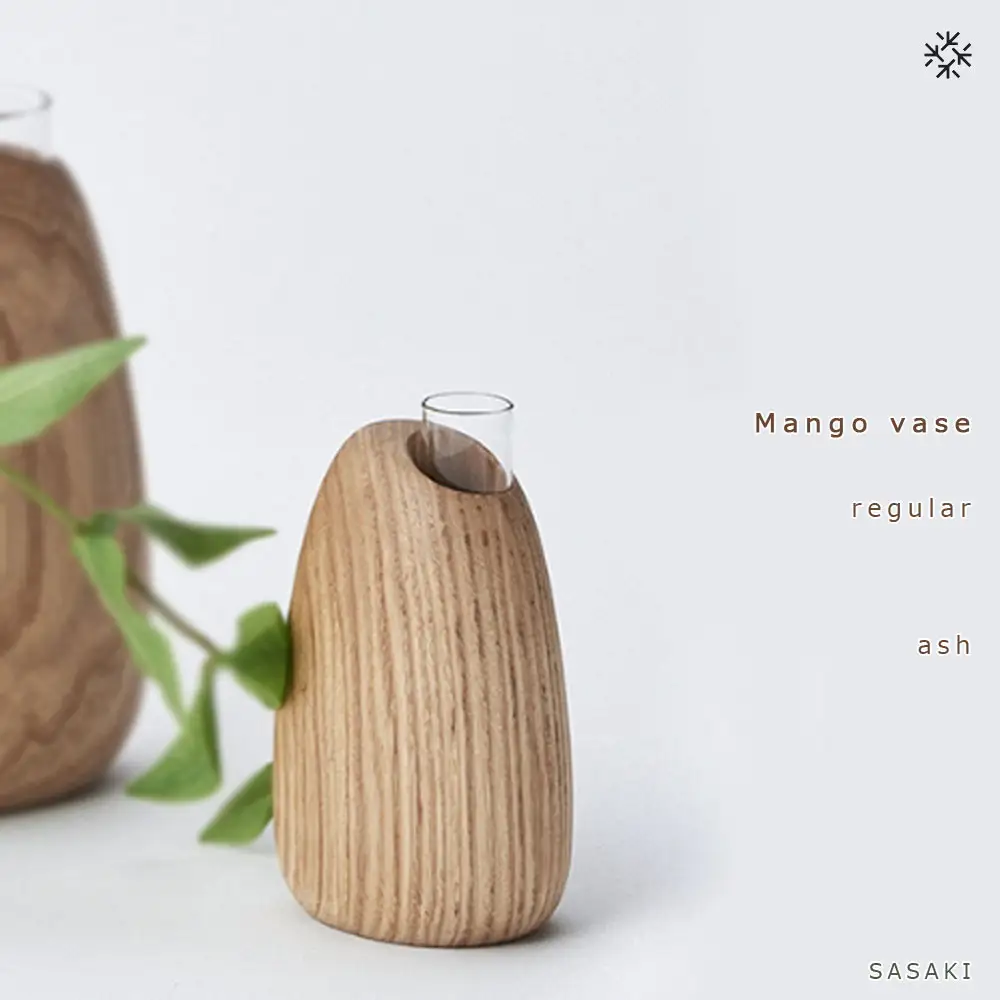 Mango vase - regular　ash/SASAKI【旭川クラフト(木製品/一輪挿し)】マンゴーベース / ササキ工芸_03256