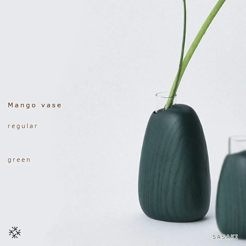 Mango vase - regular　green/SASAKI【旭川クラフト(木製品/一輪挿し)】マンゴーベース / ササキ工芸_03257