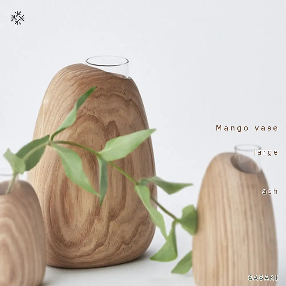 Mango vase - large　ash/SASAKI【旭川クラフト(木製品/一輪挿し)】マンゴーベース / ササキ_03260