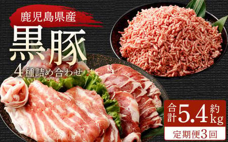 DS-910 【3ヶ月定期便】鹿児島県産黒豚 4種詰合せセット(約1.8kg×3回)