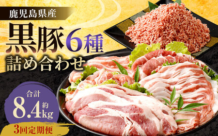 HS-706 【3ヶ月定期便】鹿児島県産黒豚 6種詰合せ(約2.8kg×3回)