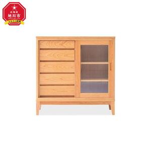 旭川家具 MUKU工房オリジナル ムク キャビネット チェリー 【 国産 無垢 インテリア 木製 収納 ナチュラル キャビネット チェスト リビング ダイニング 北海道 】 _03235