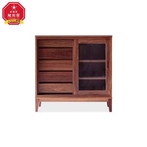 旭川家具 MUKU工房オリジナル ムク キャビネット ウォールナット 【 国産 無垢 インテリア 木製 収納 ナチュラル キャビネット チェスト リビング ダイニング 北海道 】 _03236