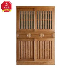 旭川家具 山室家具製作所 民芸家具 北の匠(H) No.2 水屋 120 ナラ 【 国産 無垢 インテリア 木製 収納 民芸 ダイニングボード 食器棚 キッチンボード ダイニング キッチン 北海道 】 _03245