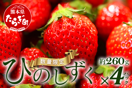 熊本県産いちご ひのしずく 約260g×4パック103-0006