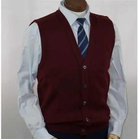 無地 メンズニット オープンベスト ワイン S寸 15220_装飾品・工芸品 男性・メンズ 洋服 _【1219168】