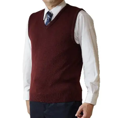 無地 メンズニット ベスト ワイン 4L寸 15200_装飾品・工芸品 男性・メンズ 洋服 _【1219179】