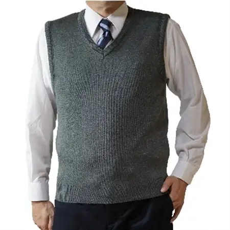 無地 メンズニット ベスト グレー 4L寸 15200_装飾品・工芸品 男性・メンズ 洋服 _【1219200】