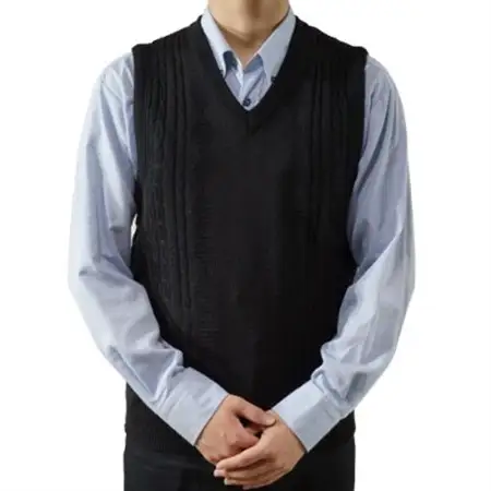 模様有 メンズニット ベスト クロ LL寸 15130_装飾品・工芸品 男性・メンズ 洋服 _【1219583】