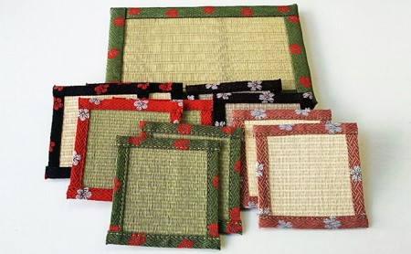 HANA咲く畳コ−スタ−花台グリ−ンセット 民芸品 工芸品 雑貨 日用品 