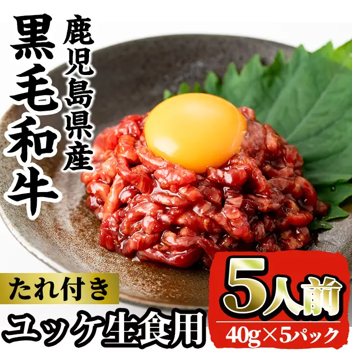 鹿児島県産 黒毛和牛 ユッケ 5人前 40g×5P 計200g 【カミチク】 i907