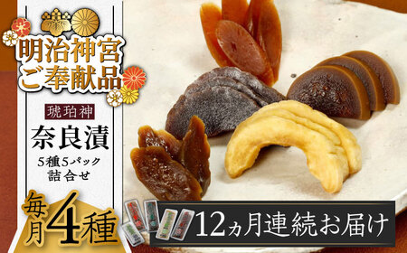 【全12回定期便】奈良漬 「琥珀漬」4種 1.19kg 詰め合わせ [ABAE048] 