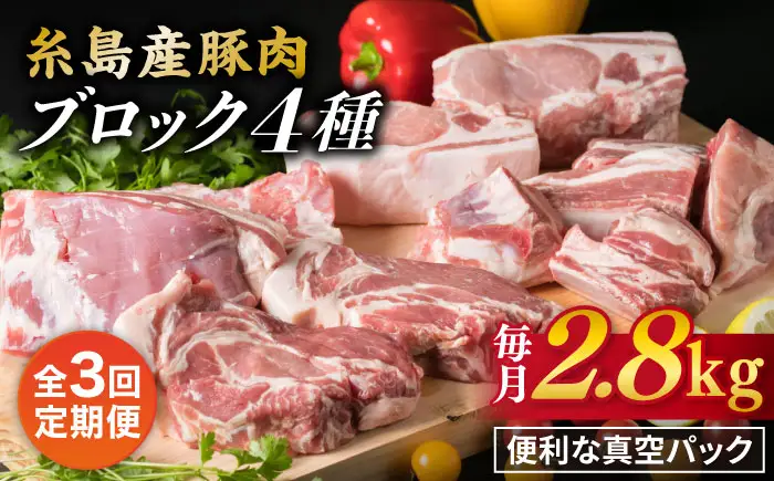 【全3回定期便】【盛り合わせ】 糸島産豚肉 ブロック肉4品盛合せセット 約2.8kg 糸島市/糸島ミートデリ工房 [ACA278]