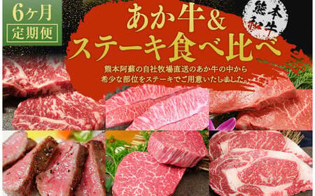 【6ヶ月定期便】あか牛 ステーキ 食べ比べ