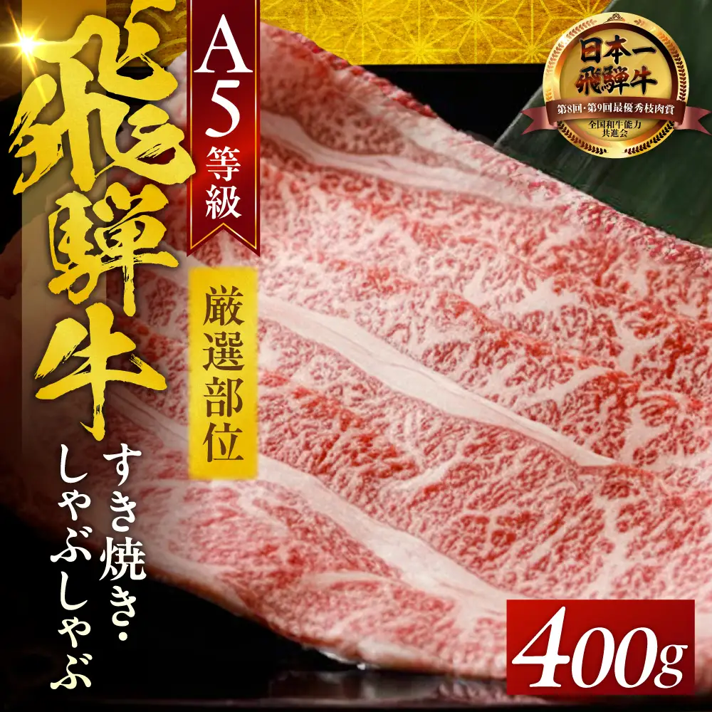 A5 飛騨牛 すき焼き・しゃぶしゃぶ用 厳選部位 400g｜飛騨牛
