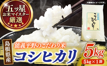 五ツ星お米マイスター厳選 能義平野のコシヒカリ 5kg 【令和7年産 精米 白米 ご飯 お米 こしひかり 美味しい 安心 安全 沼田米穀店 島根県 安来市】【価格変更】【14-NB-07】