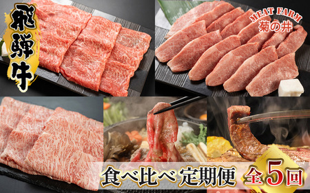 【定期便 5回】 飛騨牛 ふたりで楽しむ 定期便 5回 牛肉 (すき焼き / 焼き肉 / しゃぶしゃぶ / 赤身 / カルビ) 5カ月 2人前 【70-B】