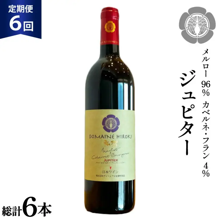 6回 定期便 ワイン ジュピター 750ml×1本 計6本 [ ヴィニョブル安曇野(ドメーヌ・ヒロキ) 長野県 池田町 48110813]