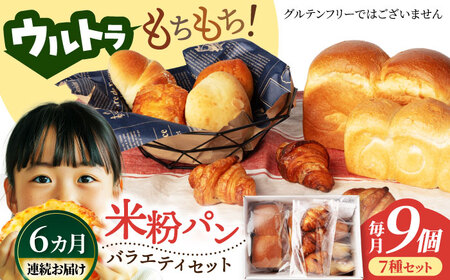 【6回定期便】ウルトラもちもち米粉パン セット9個×6=総計54個【米粉パン専門店・cafeまごころ米て】国産 食パン 惣菜パン 菓子パン [MDH011]