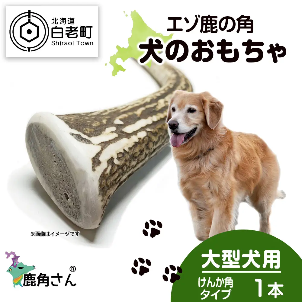 鹿の角 エゾシカ 犬のおもちゃ 『鹿角さん』 大型犬用　けんか角タイプ　１本 CB038